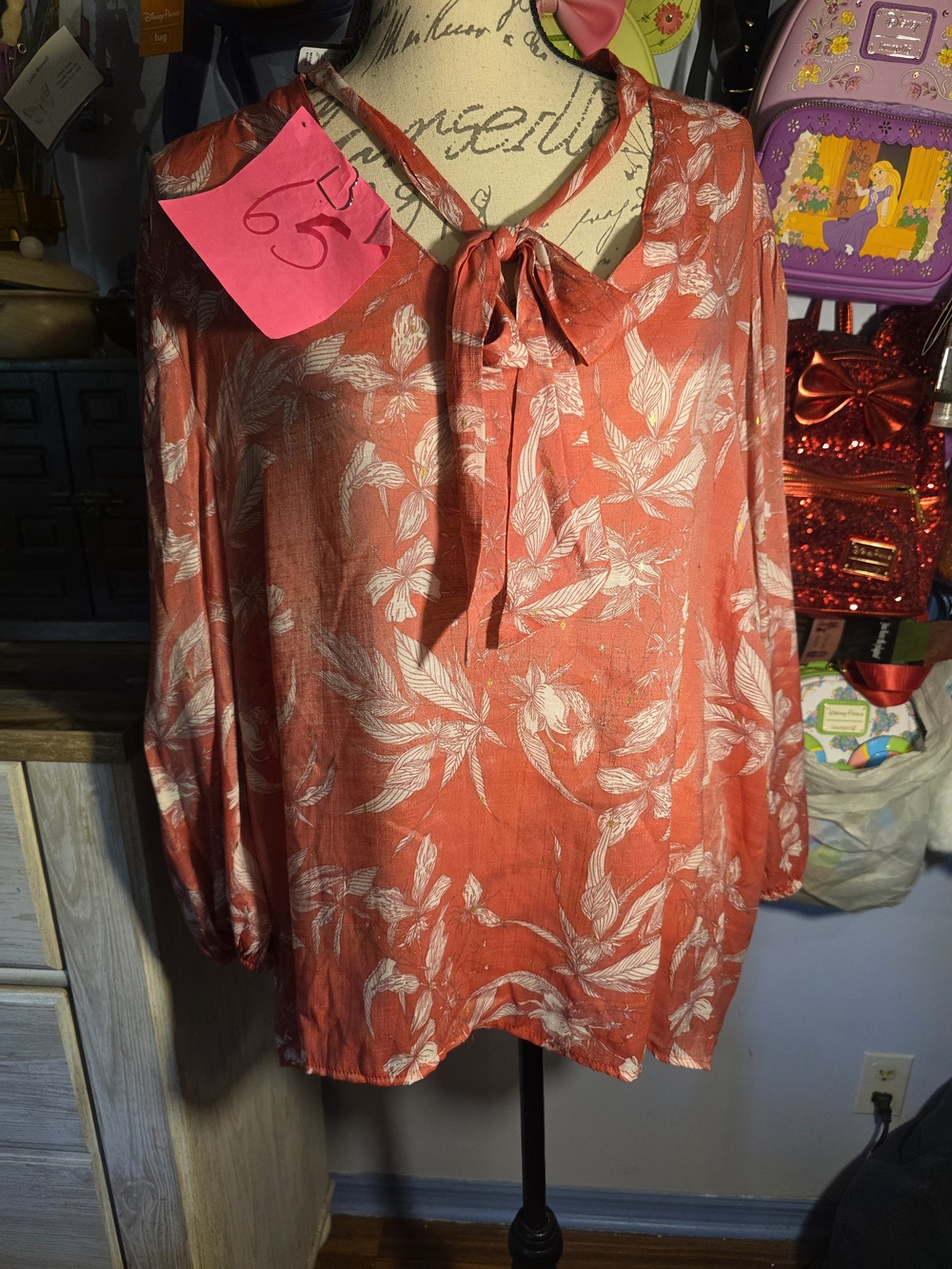 Harve Bernard Mute Red Blouse NWT Plus Size 1x Floral